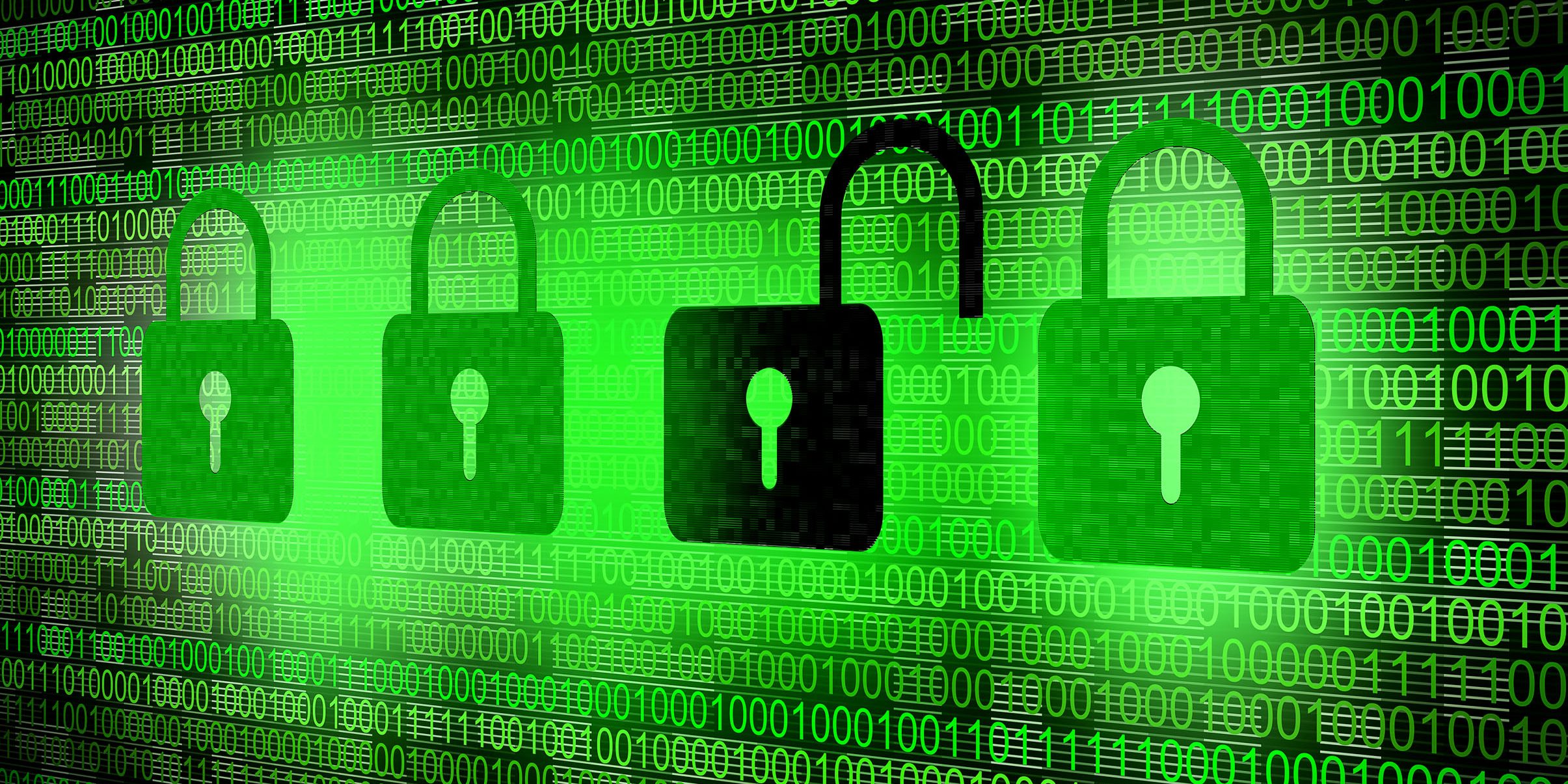 Security concept – Locks on digital screen